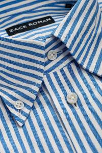 Koszula OCBD w niebieskie paski bawełna oksfordzka - Zack Roman
