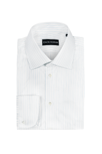 Biała koszula w błękitne paski, bawełniana