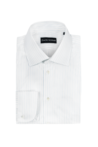 Biała koszula w błękitne paski, bawełniana