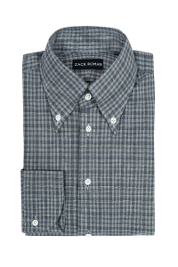 Szara koszula button down w kratkę Vichy, bawełniano-kaszmirowa