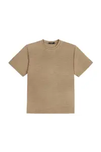 T-shirt sportowy z wełny merino 195, beżowy
