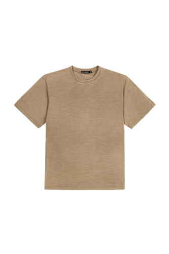 Beżowy t-shirt sportowy z wełny merino Zack Roman, ujęcie produktowe na płasko