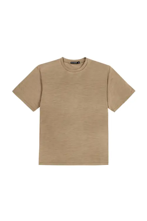 T-shirt sportowy z wełny merino 195, beżowy - na białym tle