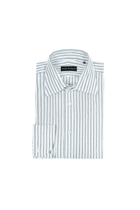 Biała koszula w niebieskie paski multi stripe, bawełniana