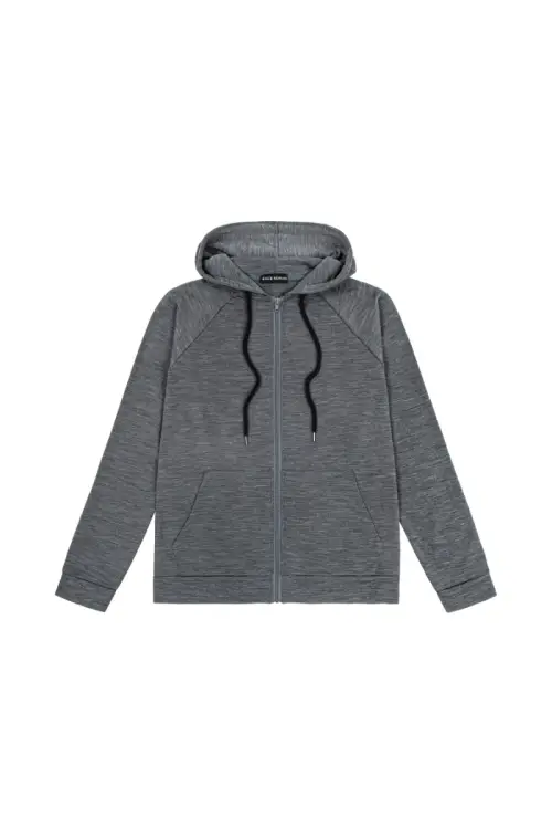 Bluza dresowa z wełny merino Super 120’s, French Terry + WR, szara - na białym tle