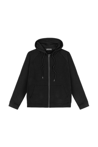 Bluza dresowa z wełny merino Super 120’s, French Terry + WR, granatowa - na białym tle