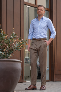 Koszula OCBD w niebieskie paski bawełna oksfordzka - Zack Roman