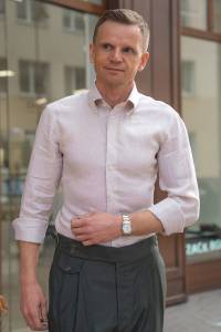 Koszula button down beżowa lniana - Zack Roman