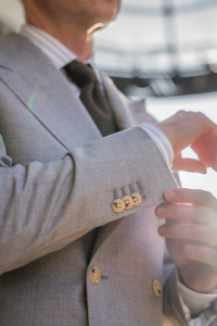 Garnitur dwurzędowy Grant II jasnoszary wełniany - Zack Roman