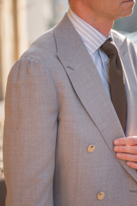 Garnitur dwurzędowy Grant II jasnoszary wełniany - Zack Roman