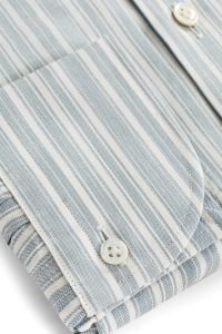 Koszula Silk Touch błękitna w paski bawełniano-lniana z jedwabiem - Zack Roman