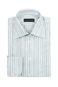 Koszula Silk Touch błękitna w paski bawełniano-lniana z jedwabiem - Zack Roman