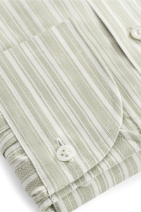 Koszula Silk Touch zielona w paski bawełniano-lniana z jedwabiem - Zack Roman