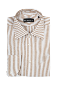 Biała koszula w beżowe paski Varadero, bawełniana, lniana