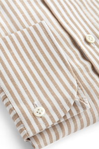 Biała koszula w beżowe paski Varadero, bawełniana, lniana