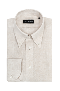 Koszula button down beżowa lniana - Zack Roman