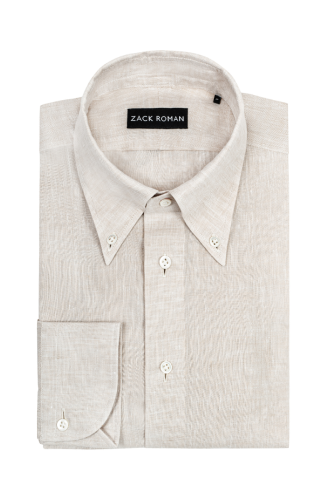 Koszula button down beżowa lniana - Zack Roman