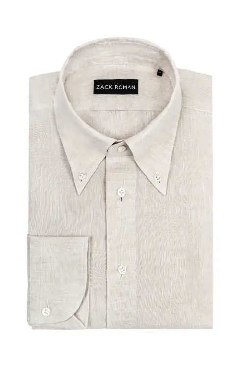 Koszula button down beżowa lniana - Zack Roman