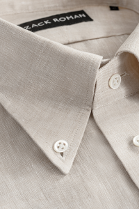 Koszula button down beżowa lniana - Zack Roman