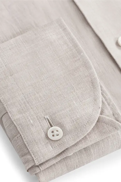 Koszula button down beżowa lniana - Zack Roman