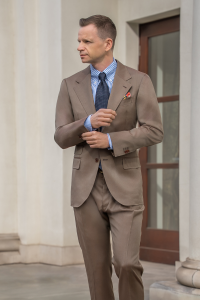 Garnitur Solaro Scabal beżowy wełniany - Zack Roman