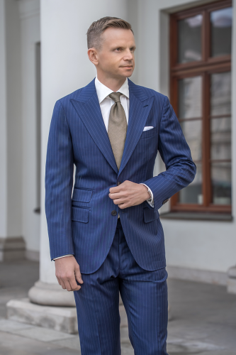 Garnitur Power suit  Scabal, granatowy, wełniany