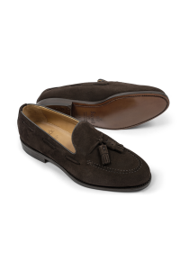 Brązowe tassel loafers zamszowe Berwick - Zack Roman