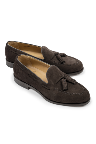 Tassel loafers Berwick 8491-K5, brązowe, zamszowe - para