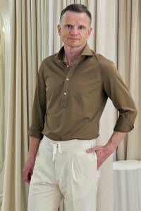 Popover brązowy jedwabisty bawełniany - Zack Roman