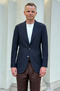 Marynarka Rowing Blazer, granatowa w pasy, wełniana