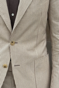 Garnitur Seersucker beżowy w prążek bawełniany - Zack Roman