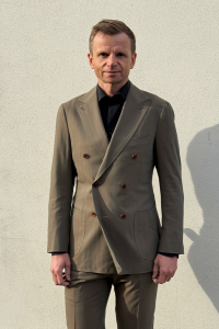 Garnitur dwurzędowy Solaro, beżowy, wełniany