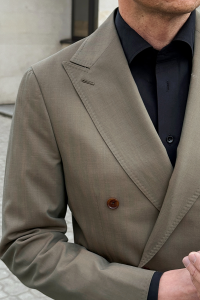 Garnitur dwurzędowy Solaro beżowy wełniany - Zack Roman