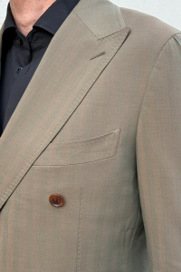 Garnitur dwurzędowy Solaro beżowy wełniany - Zack Roman