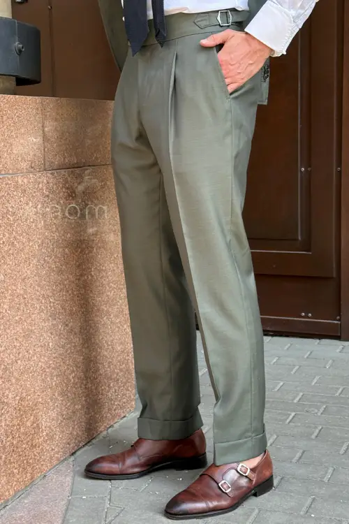 Garnitur Solaro Army Green wełniany - Zack Roman