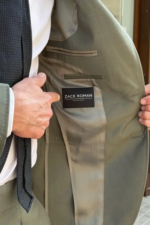 Garnitur Solaro Army Green wełniany - Zack Roman