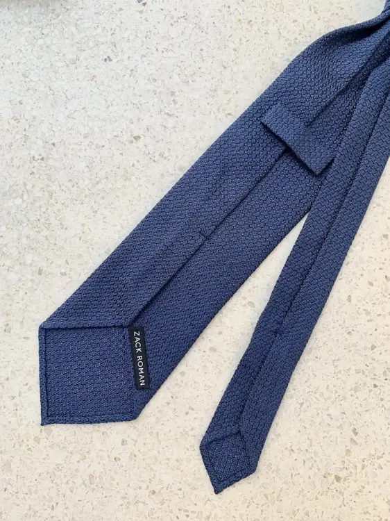 Krawat z grenadyny grossa, deep blue, jedwabny