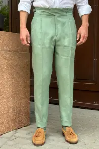 Spodnie lniane Sorrento, miętowe