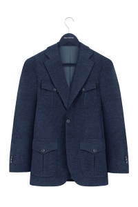 Marynarka tweedowa Norfolk,  wełniana, granatowa
