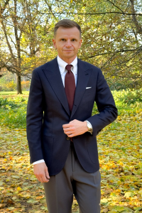 Marynarka klubowa Blazer granatowa wełniana kaszmirowa - Zack Roman