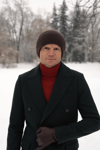 Płaszcz Ulster, ciemnozielony, wełniany, 600 g/mb	