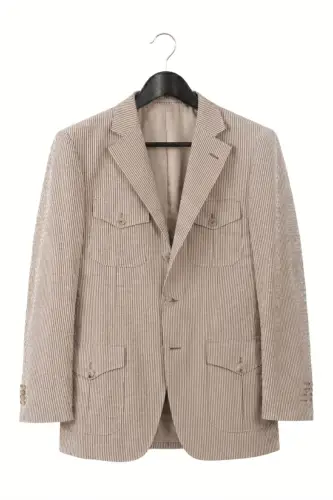 Garnitur Safari Seersucker, beżowy, bawełniany