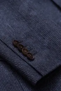 Lniany garnitur Safari, granatowy