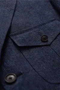 Lniany garnitur Safari, granatowy