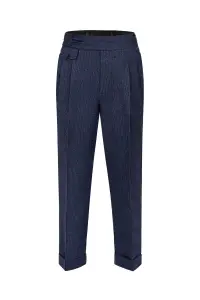 Lniany garnitur Safari, granatowy