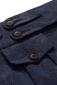 Lniany garnitur Safari, granatowy