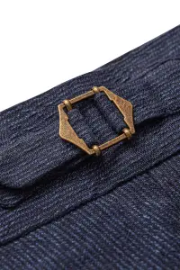 Lniany garnitur Safari, granatowy