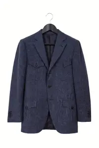 Garnitur Safari, granatowy, lniany	