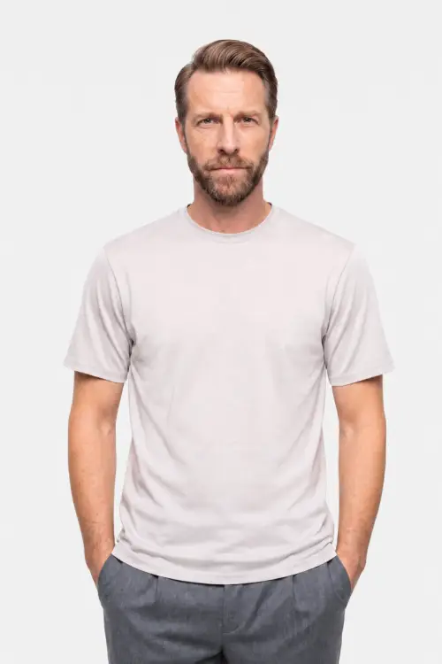 T-shirt Ocean, popielaty, bawełna organiczna z algami morskimi - na modelu