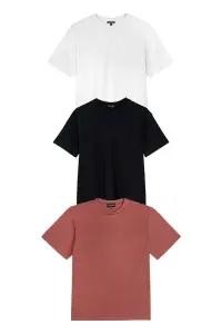 Zestaw 3x T-shirt Zack - Biały, Czarny, Rudy